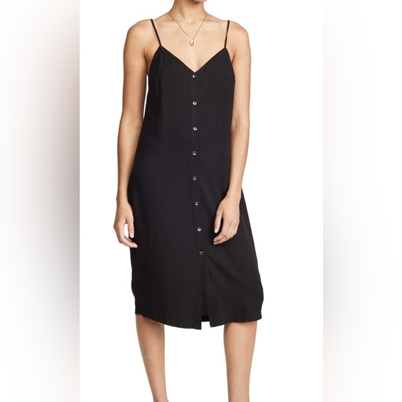 7 For All Mankind Dresses & Skirts - 7 for All Mankind Midi Black Button Down Spaghetti Strap Dress Size XS NWT